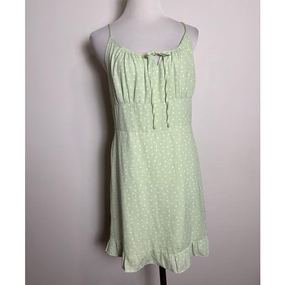 Abercrombie & Fitch Dresses & Skirts - Abercrombie & Fitch Pastel Polka Dot Mini Dress SZ Large Tie Front Ruffle Hem